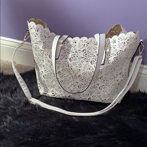 ALDO white flower pattern shoulder bag